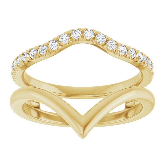 14K Yellow Or White Gold Round 1.5 Mm Polished 1/4 Ctw Natural Diamond V-Shaped Ring Guard, Size 7