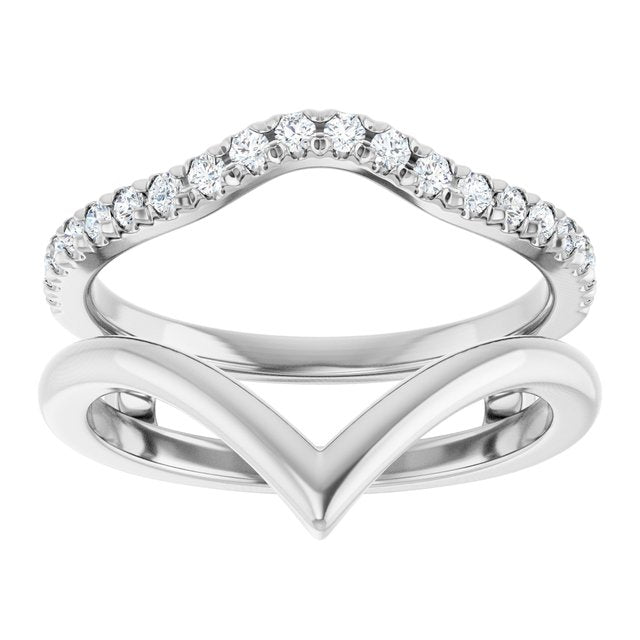 14K Yellow Or White Gold Round 1.5 Mm Polished 1/4 Ctw Natural Diamond V-Shaped Ring Guard, Size 7