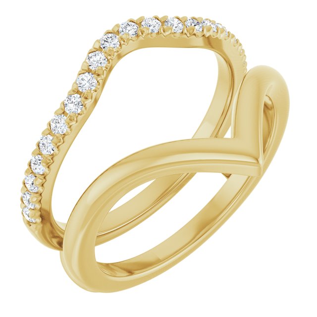 14K Yellow Or White Gold Round 1.5 Mm Polished 1/4 Ctw Natural Diamond V-Shaped Ring Guard, Size 7
