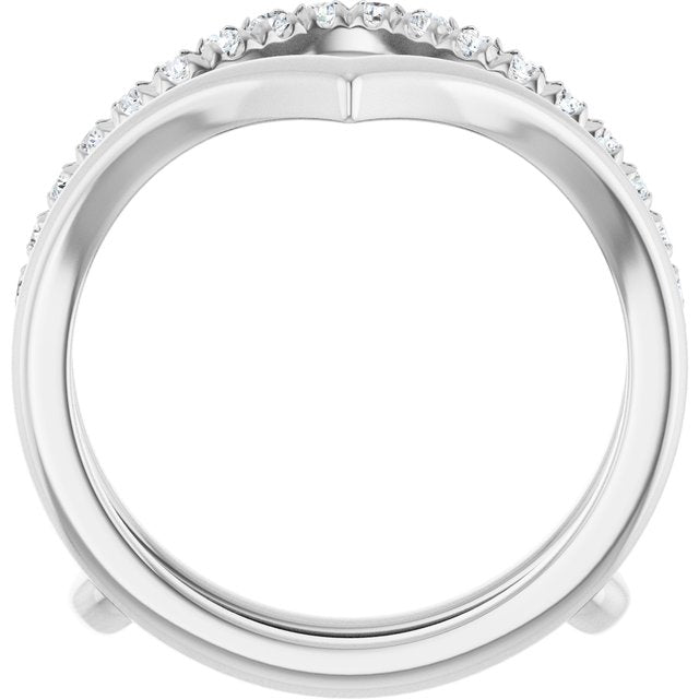 14K Yellow Or White Gold Round 1.5 Mm Polished 1/4 Ctw Natural Diamond V-Shaped Ring Guard, Size 7