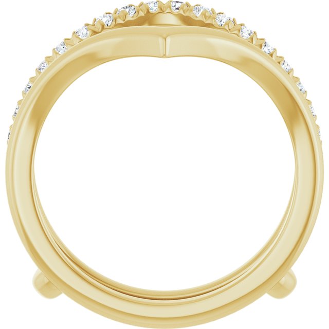 14K Yellow Or White Gold Round 1.5 Mm Polished 1/4 Ctw Natural Diamond V-Shaped Ring Guard, Size 7