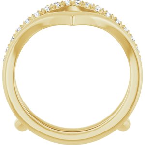 14K Yellow Gold Round 1.5 Mm Polished 1/4 Ctw Lab Grown Diamond V-Shaped Ring Guard Size 7