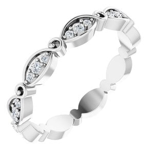 14K White Gold Round G-H Si2-Si3 1/5 Ctw Natural Diamond Eternity Band Size 7