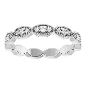 14K White Gold Round G-H Si2-Si3 1/5 Ctw Natural Diamond Eternity Band Size 7