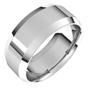 14K Yellow Or White Or Rose Gold Or Platinum 8 mm Beveled Edge Comfort Fit Light Band