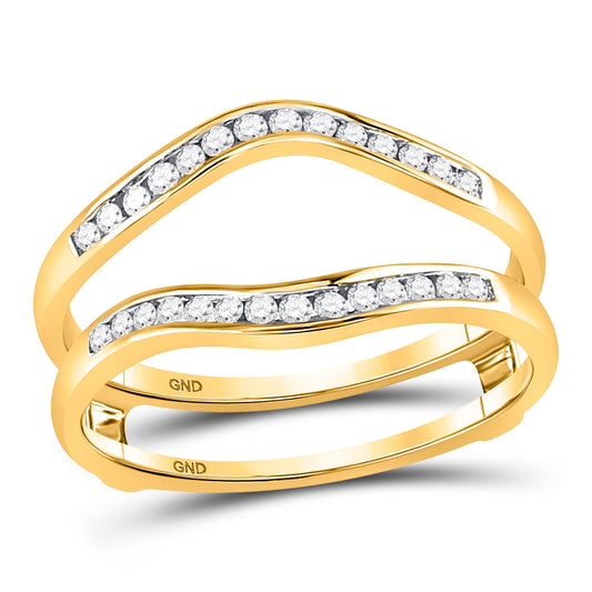 14K Yellow Gold Womens Round Diamond Channel Set Wrap Ring Guard Enhancer 1/4 Cttw, Womens Size: 5-10