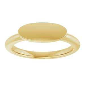 14K Yellow Gold None 5.54 X 13.14 Mm Brush Polished Oval Signet Ring Size 7