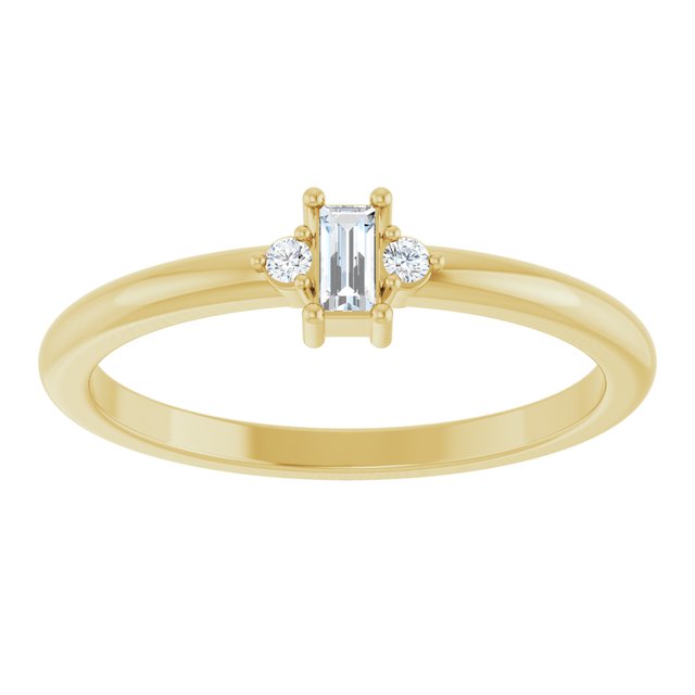 14K White Or Yellow Gold Straight Baguette 3 X 1.75 Mm Polished .08 Ctw Natural Diamond Stackable Ring, Size 7