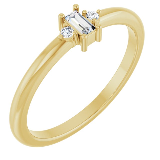 14K White Or Yellow Gold Straight Baguette 3 X 1.75 Mm Polished .08 Ctw Natural Diamond Stackable Ring, Size 7