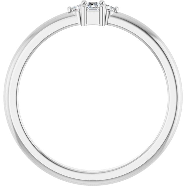 14K White Or Yellow Gold Straight Baguette 3 X 1.75 Mm Polished .08 Ctw Natural Diamond Stackable Ring, Size 7