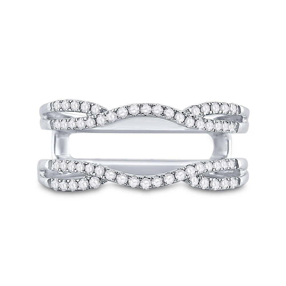14K White Gold Womens Round Diamond Solitaire Enhancer Wedding Band 1/3 Cttw, Womens Size: 5-10