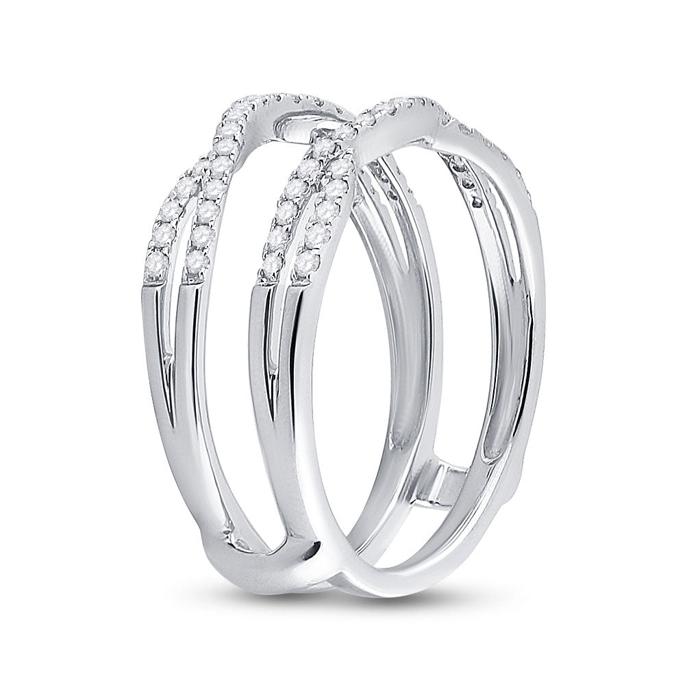14K White Gold Womens Round Diamond Solitaire Enhancer Wedding Band 1/3 Cttw, Womens Size: 5-10