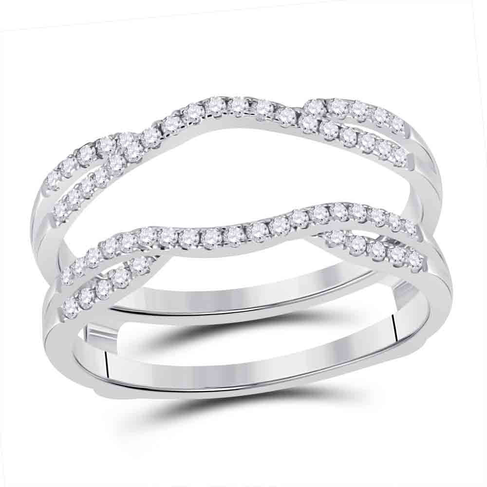 14K White Gold Womens Round Diamond Solitaire Enhancer Wedding Band 1/3 Cttw, Womens Size: 5-10