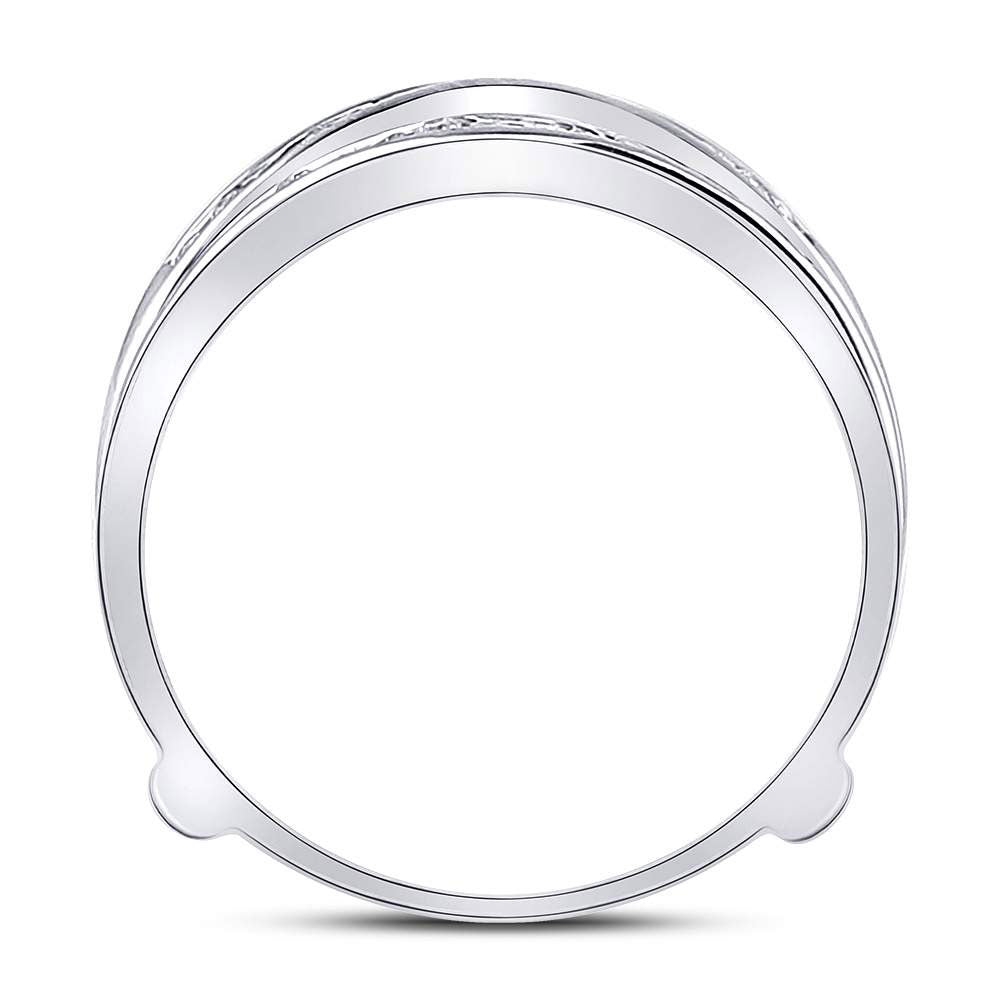 14K White Gold Womens Round Diamond Ring Guard Wrap Solitaire Enhancer 1/4 Cttw, Womens Size: 5-10