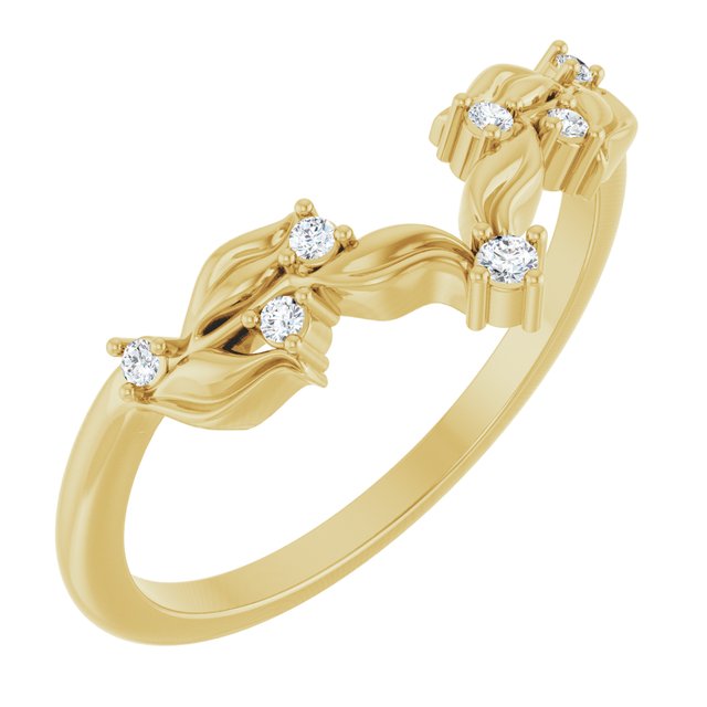 14K Yellow Or White Gold Or Platinum Round Polished .05 Ctw Natural Diamond Contour Band, Size 7