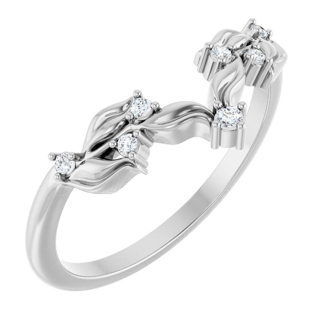 14K Yellow Or White Gold Or Platinum Round Polished .05 Ctw Natural Diamond Contour Band, Size 7