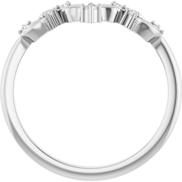 Platinum Round 1.5 Mm Polished .05 Ctw Lab Grown Diamond Contour Band, Size 7