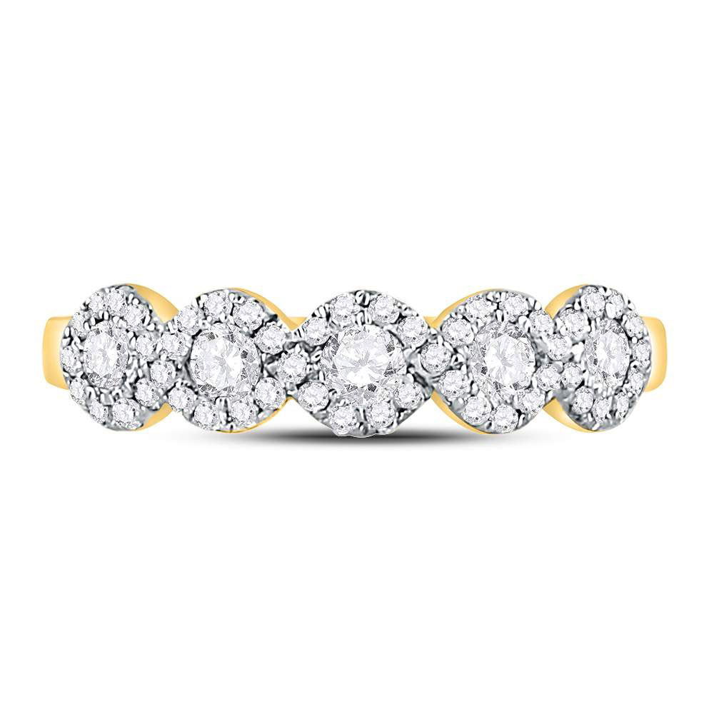 14K Yellow Gold Womens Round Diamond 5-stone Ring 1/2 Cttw, Womens Size: 5-10
