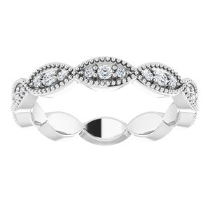 Platinum Round G-H Si2-Si3 1/5 Ctw Natural Diamond Eternity Band Size 5