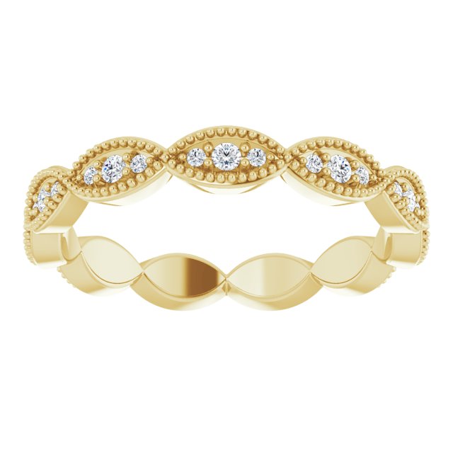 14K Yellow Gold Round Si2-Si3, G-H Polished 1/5 Ctw Natural Diamond Eternity Band, Size 7.5