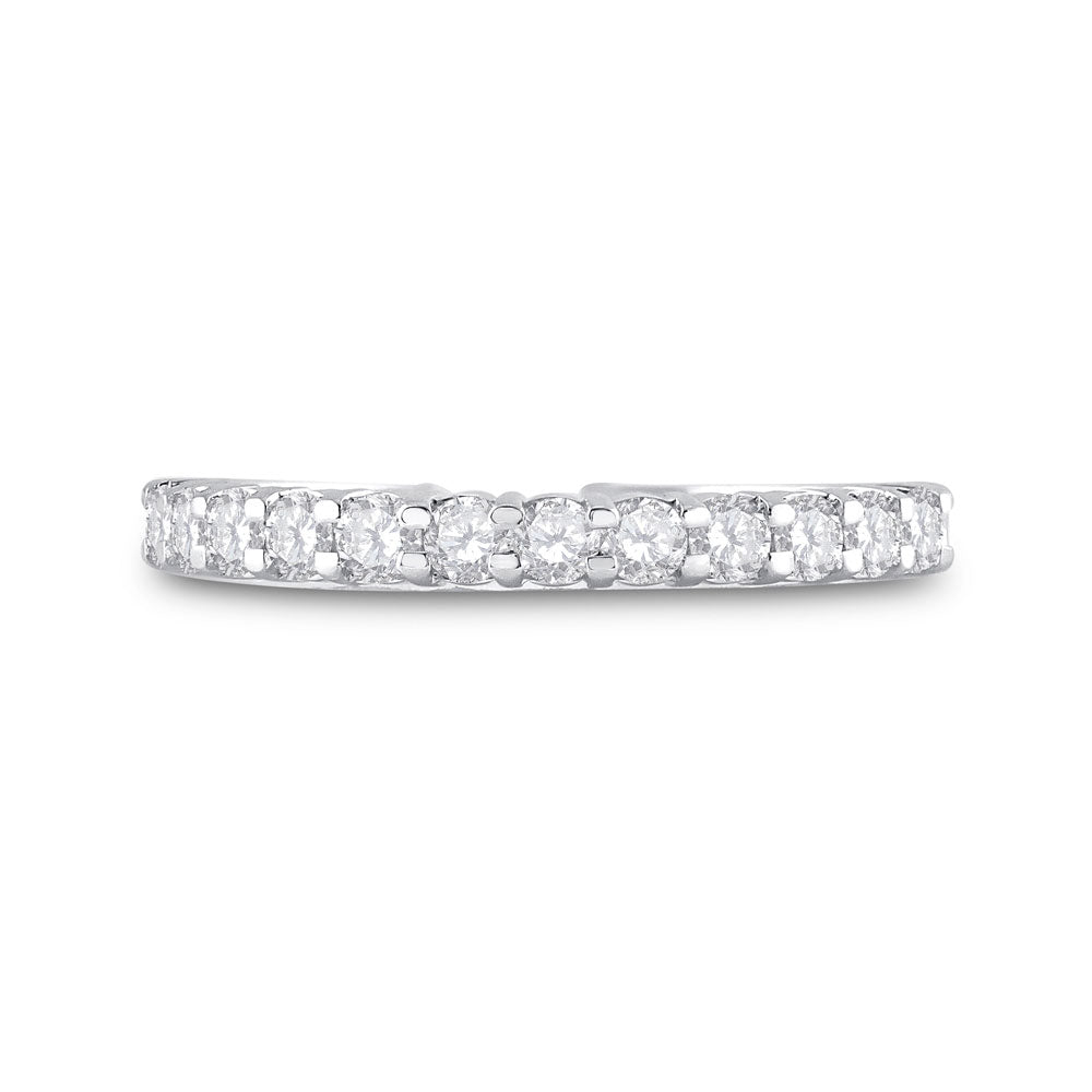 14K White Gold Womens Round Diamond Single Row Band Ring 1/2 Cttw, Womens Size: 5-10