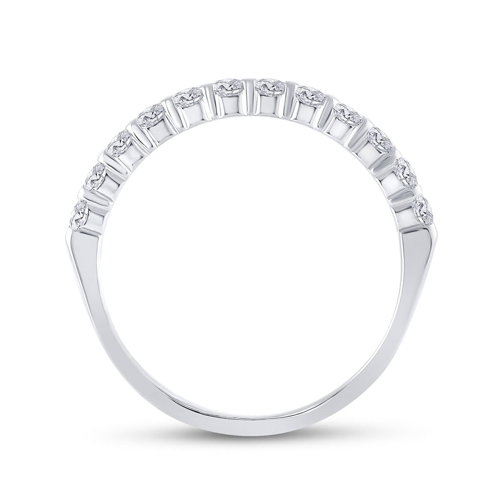 14K White Gold Womens Round Diamond Single Row Band Ring 1/2 Cttw, Womens Size: 5-10