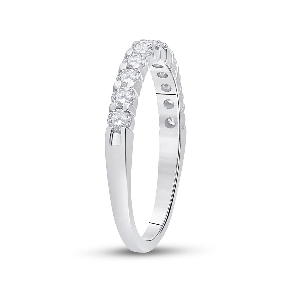 14K White Gold Womens Round Diamond Single Row Band Ring 1/2 Cttw, Womens Size: 5-10