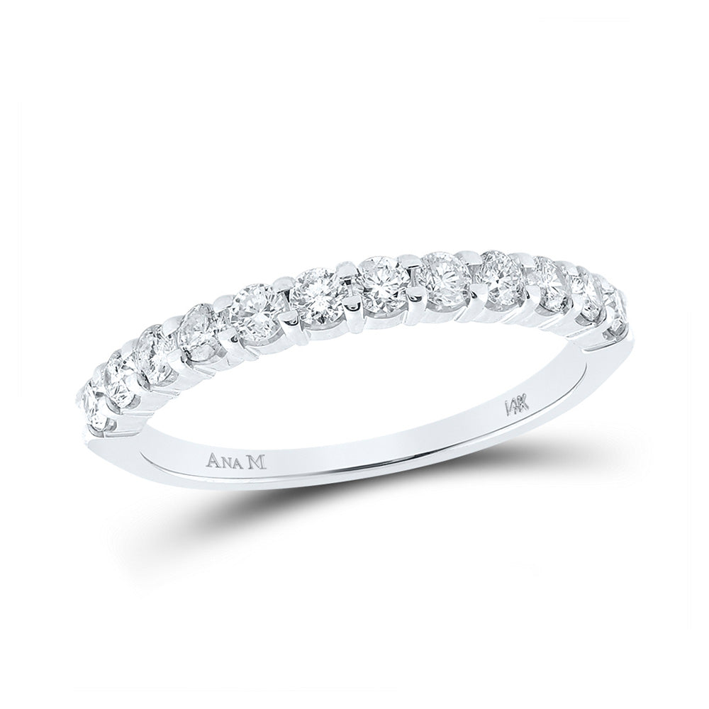 14K White Gold Womens Round Diamond Single Row Band Ring 1/2 Cttw, Womens Size: 5-10