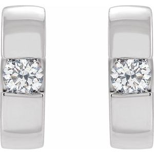 14K White Gold Pair Round Shape 3.2Mm Si1-Si2, Gh 1/4 Ctw Lab-Grown Diamond Hinged Huggie Earrings, Length: 12 Mm, Thickness: 3.2 Mm
