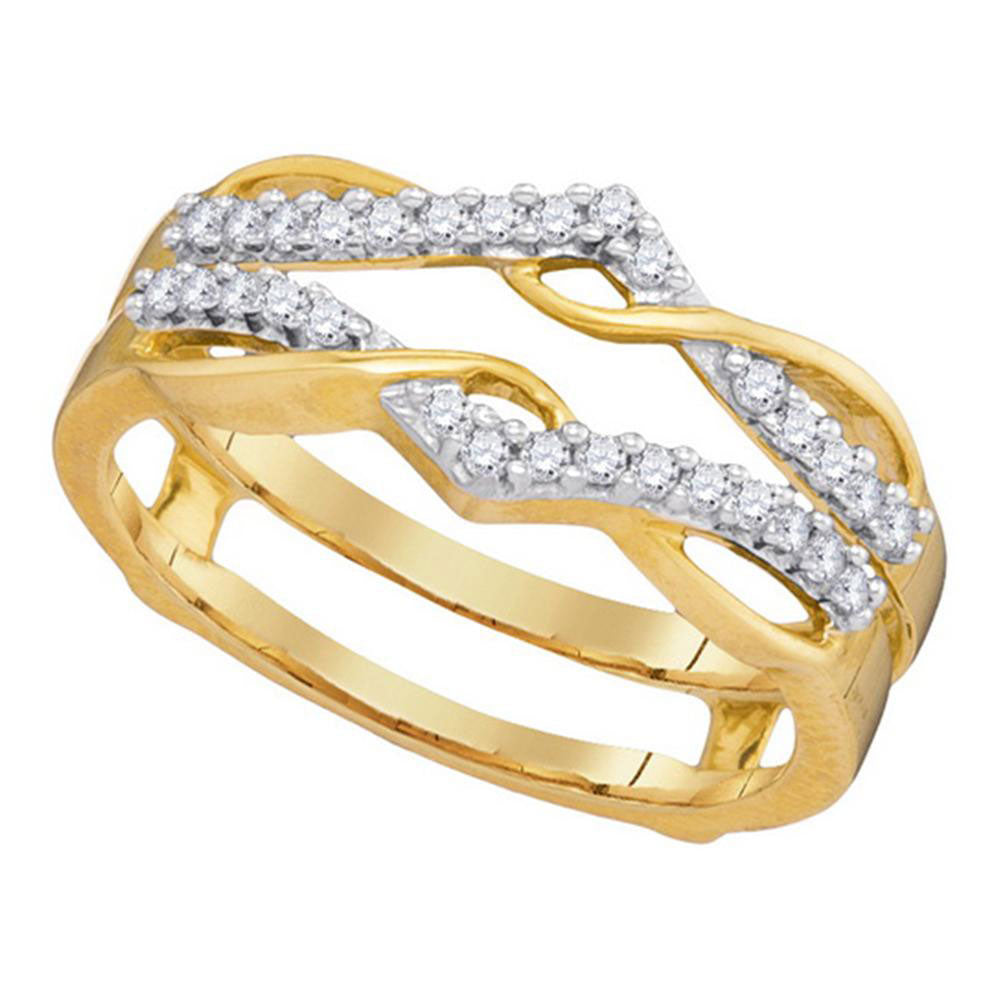 10K Yellow Or White Gold Womens Round Diamond Solitaire Enhancer Wedding Band 1/4 Cttw, Womens Size: 5-10