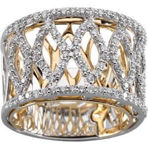 14K White/Yellow Gold Polished 3/4 Ctw Natural Diamond Anniversary Band Size 7