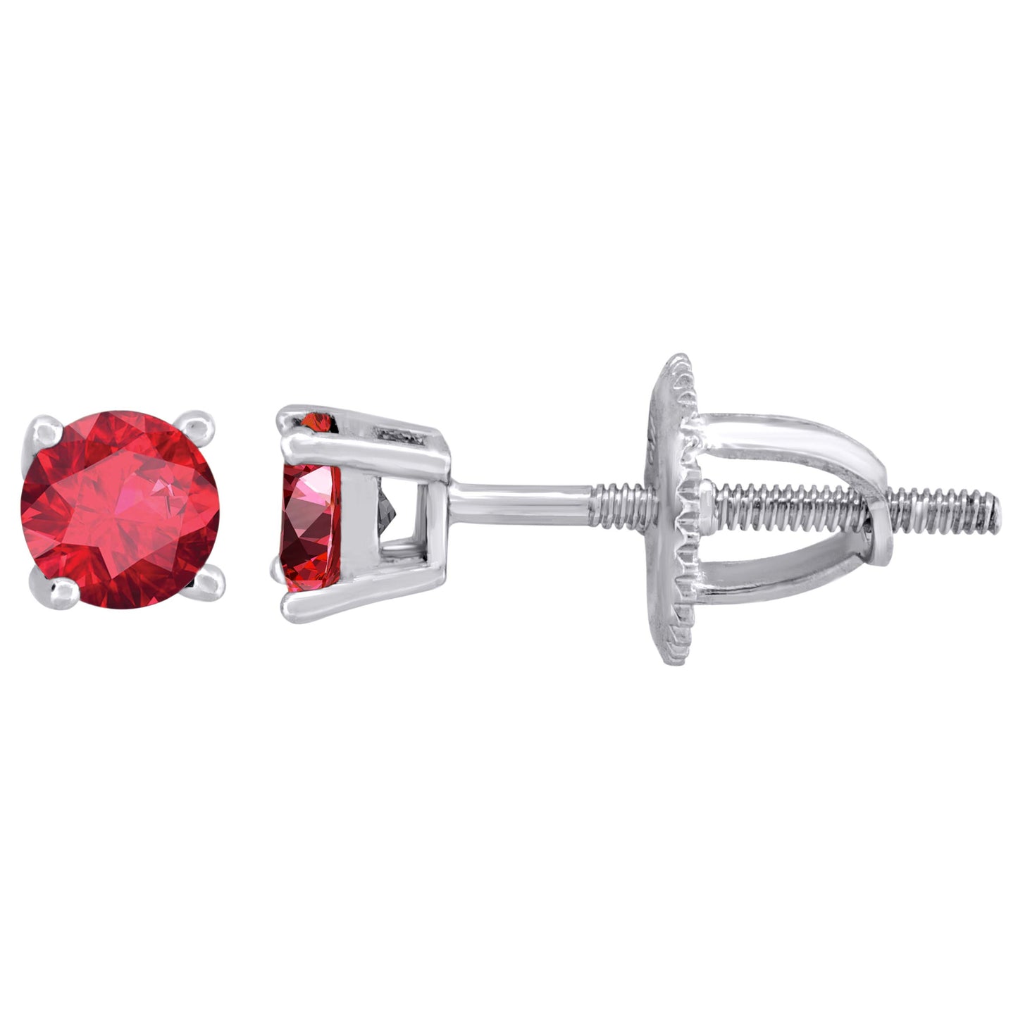 Sterling Silver Womens Cubic Zirconia 4mm Round Classic Studs Earrings