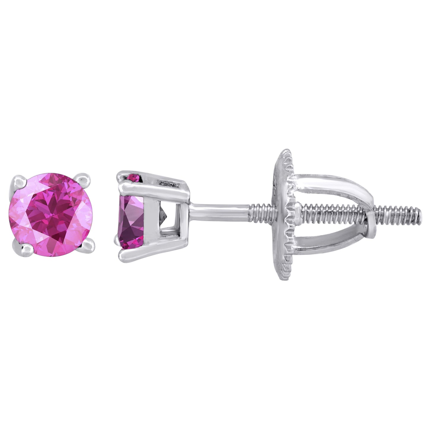 Sterling Silver Womens Cubic Zirconia 4mm Round Classic Studs Earrings