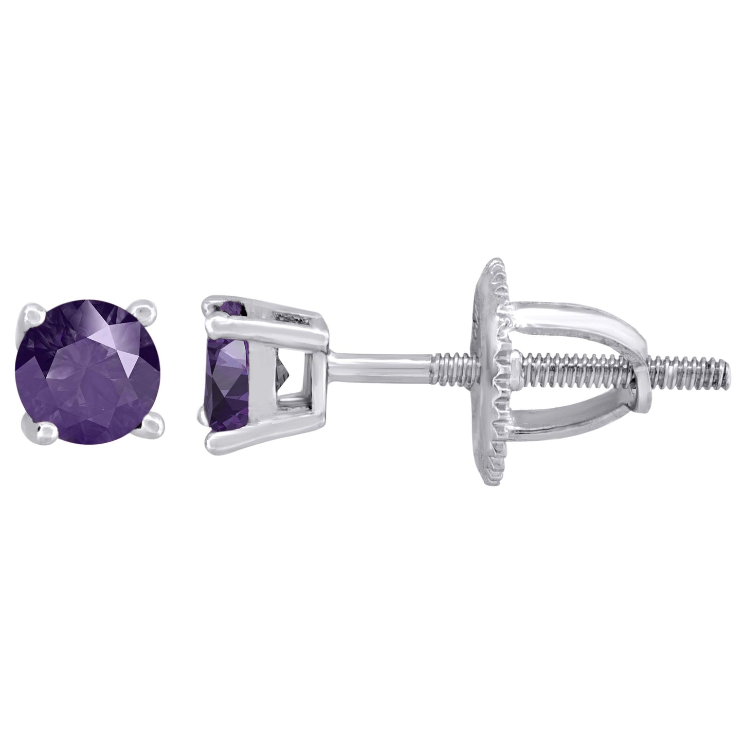 Sterling Silver Womens Cubic Zirconia 4mm Round Classic Studs Earrings