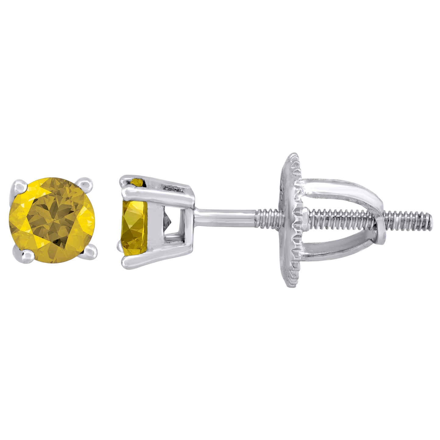 Sterling Silver Womens Cubic Zirconia 4mm Round Classic Studs Earrings