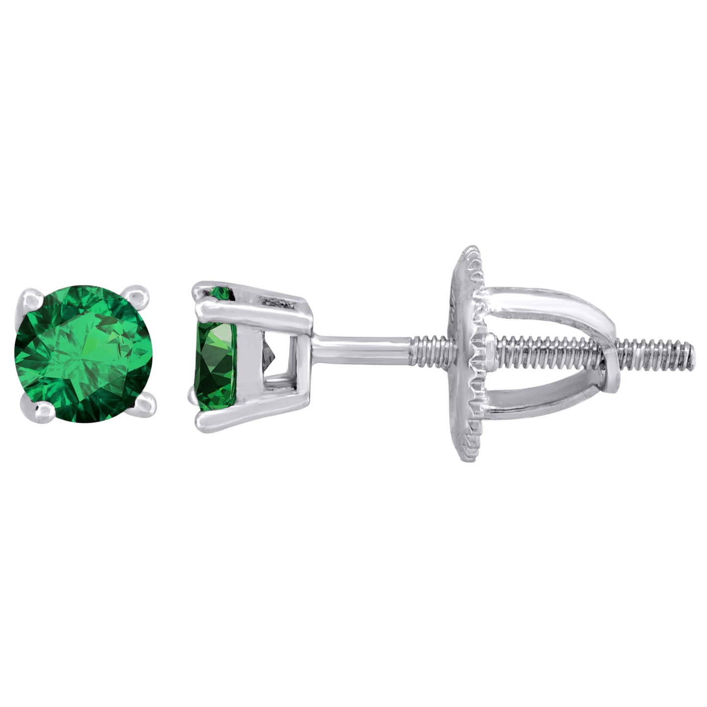 Sterling Silver Womens Cubic Zirconia 4mm Round Classic Studs Earrings