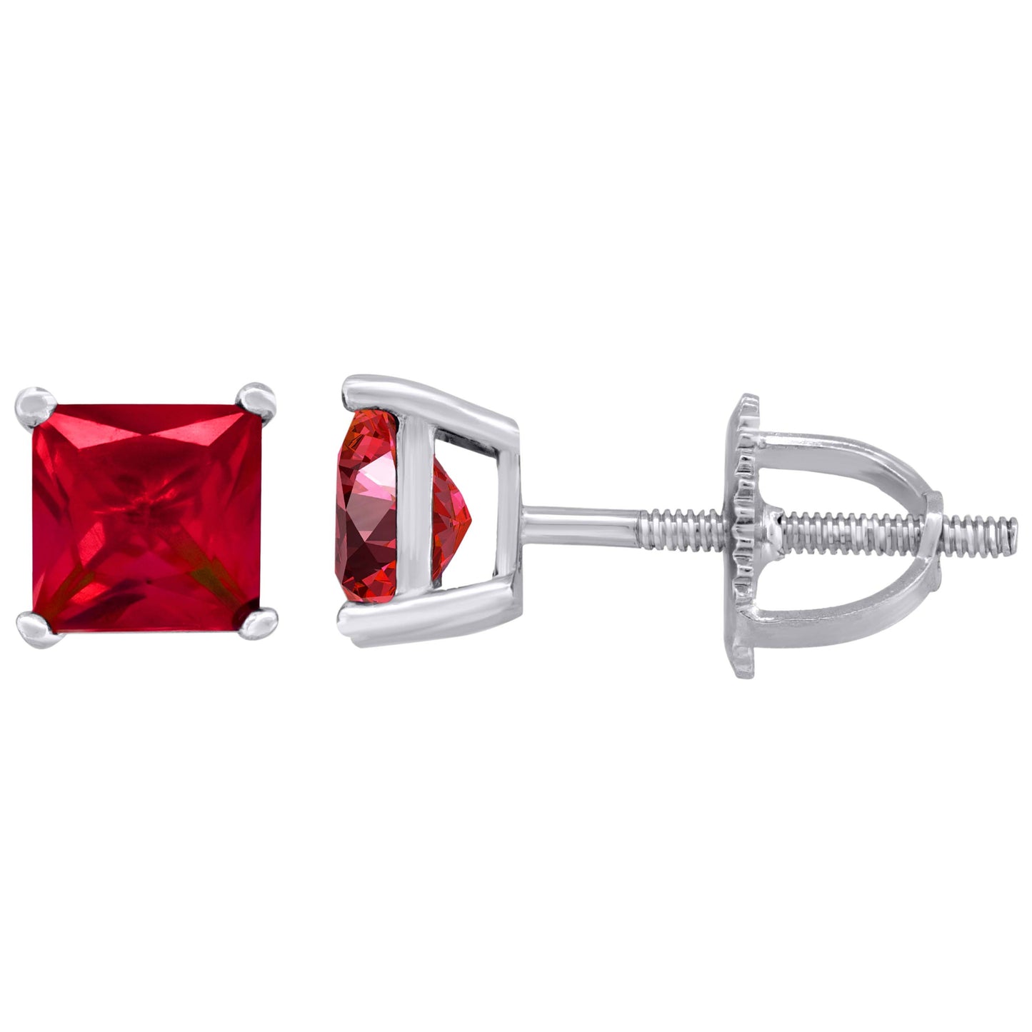 Sterling Silver Womens Princess Cut Cubic Zirconia 5mm Square Classic Studs Earrings