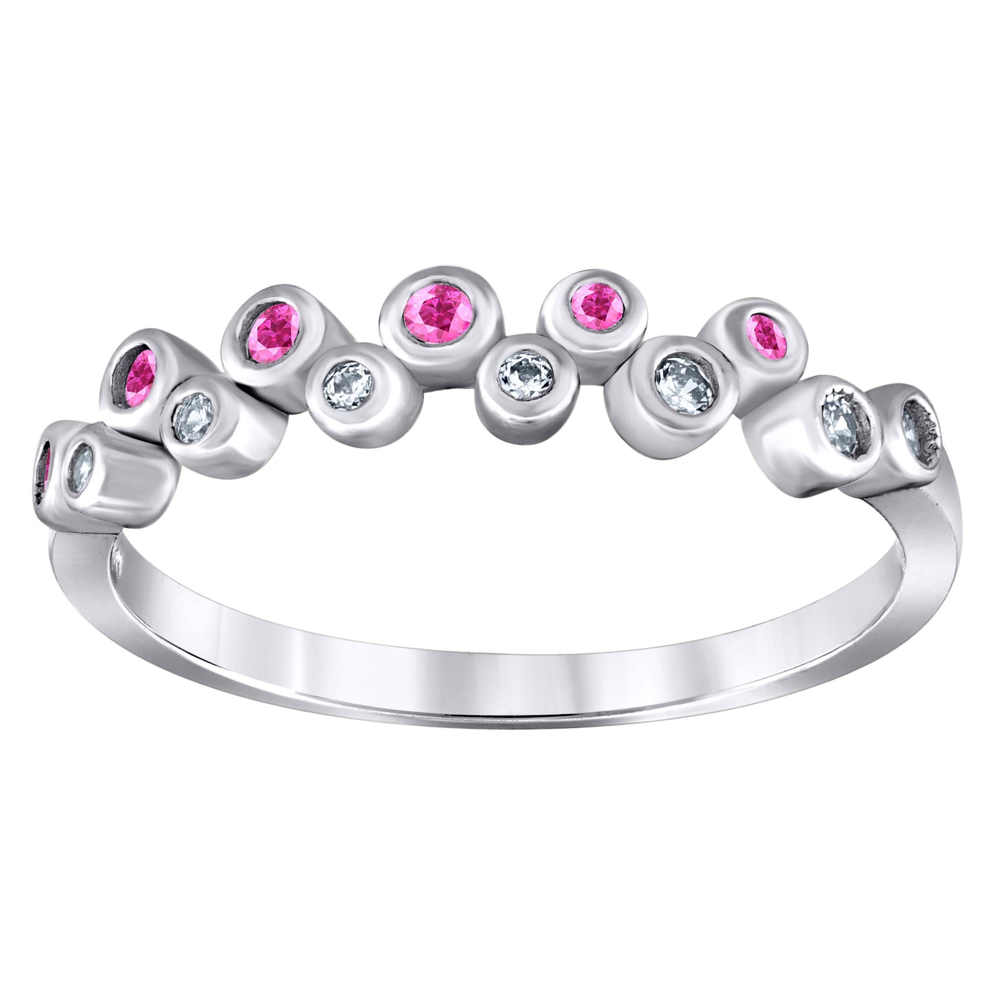 Sterling Silver Women's Cubic Zirconia Semi-Eternity Bridal Anniversary Engagement Wedding Band Ring