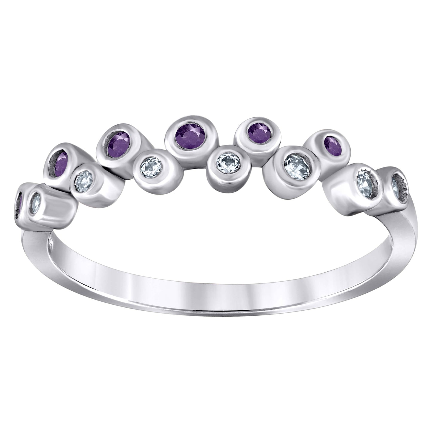 Sterling Silver Women's Cubic Zirconia Semi-Eternity Bridal Anniversary Engagement Wedding Band Ring