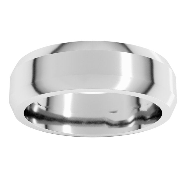 14K Yellow Or White Gold Or Sterling Silver Or Platinum Standard Beveled Edge Flat Band