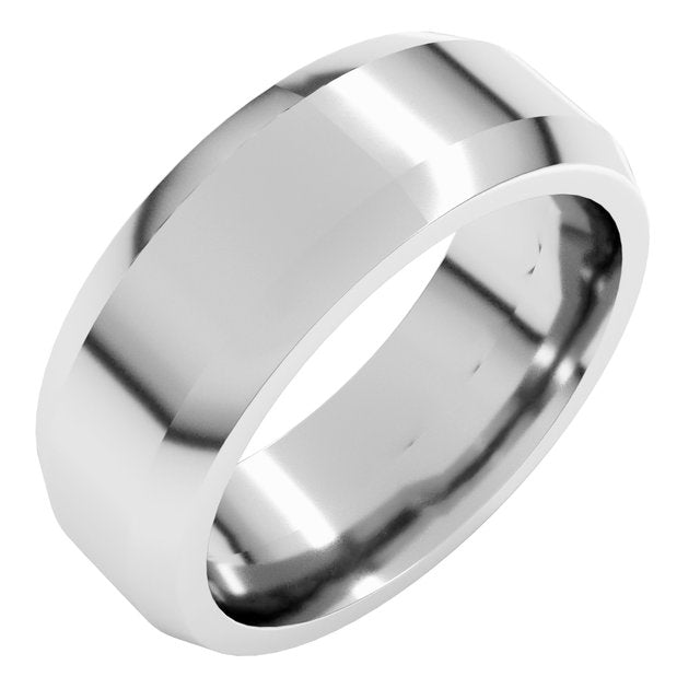14K Yellow Or White Gold Or Sterling Silver Or Platinum Standard Beveled Edge Flat Band
