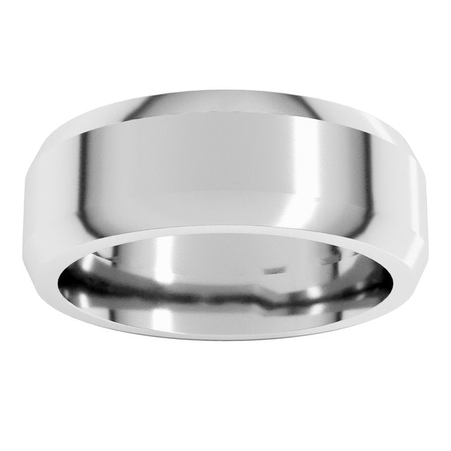 14K Yellow Or White Gold Or Sterling Silver Or Platinum Standard Beveled Edge Flat Band
