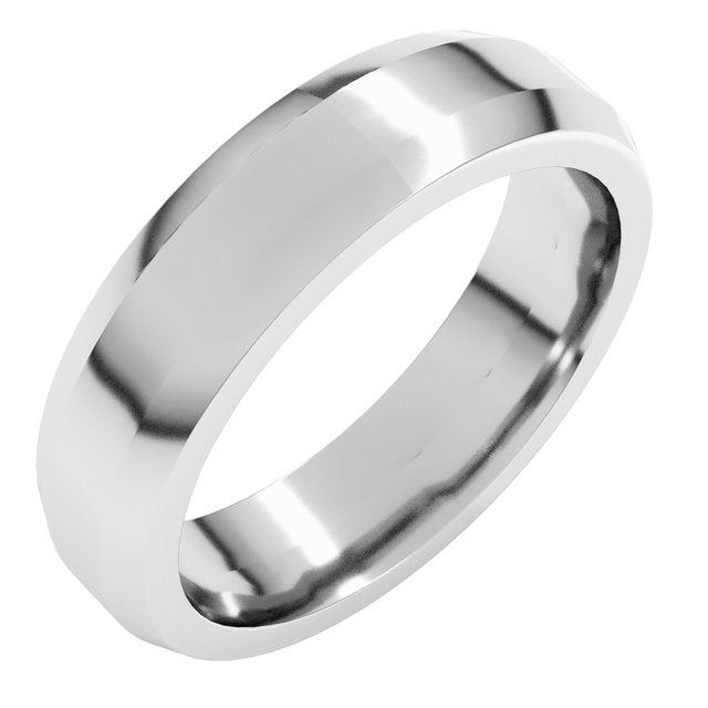 14K Yellow Or White Gold Or Sterling Silver Or Platinum Standard Beveled Edge Flat Band