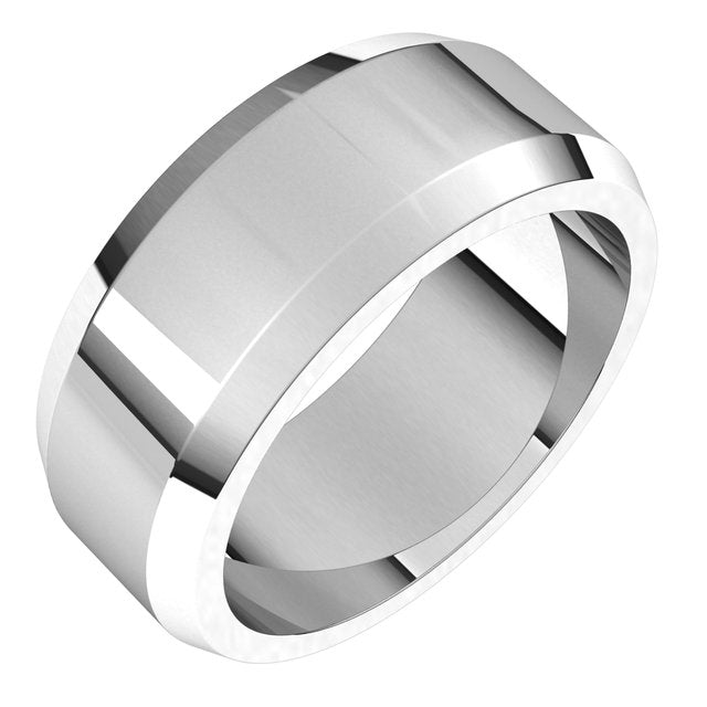 14K Yellow Or White Gold Or Sterling Silver Or Platinum Standard Beveled Edge Flat Band