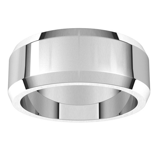 14K Yellow Or White Gold Or Sterling Silver Or Platinum Standard Beveled Edge Flat Band