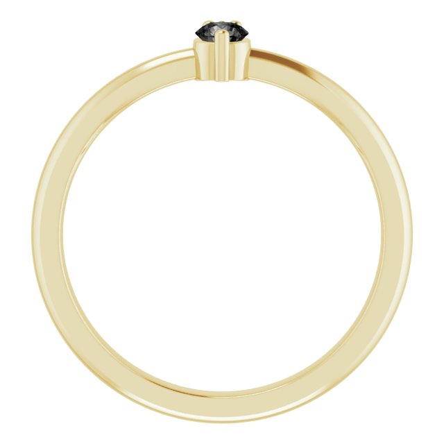 14K Yellow Gold Round 3 Mm Polished Natural Onyx And .015 Ct Natural Diamond Ring, Size 7