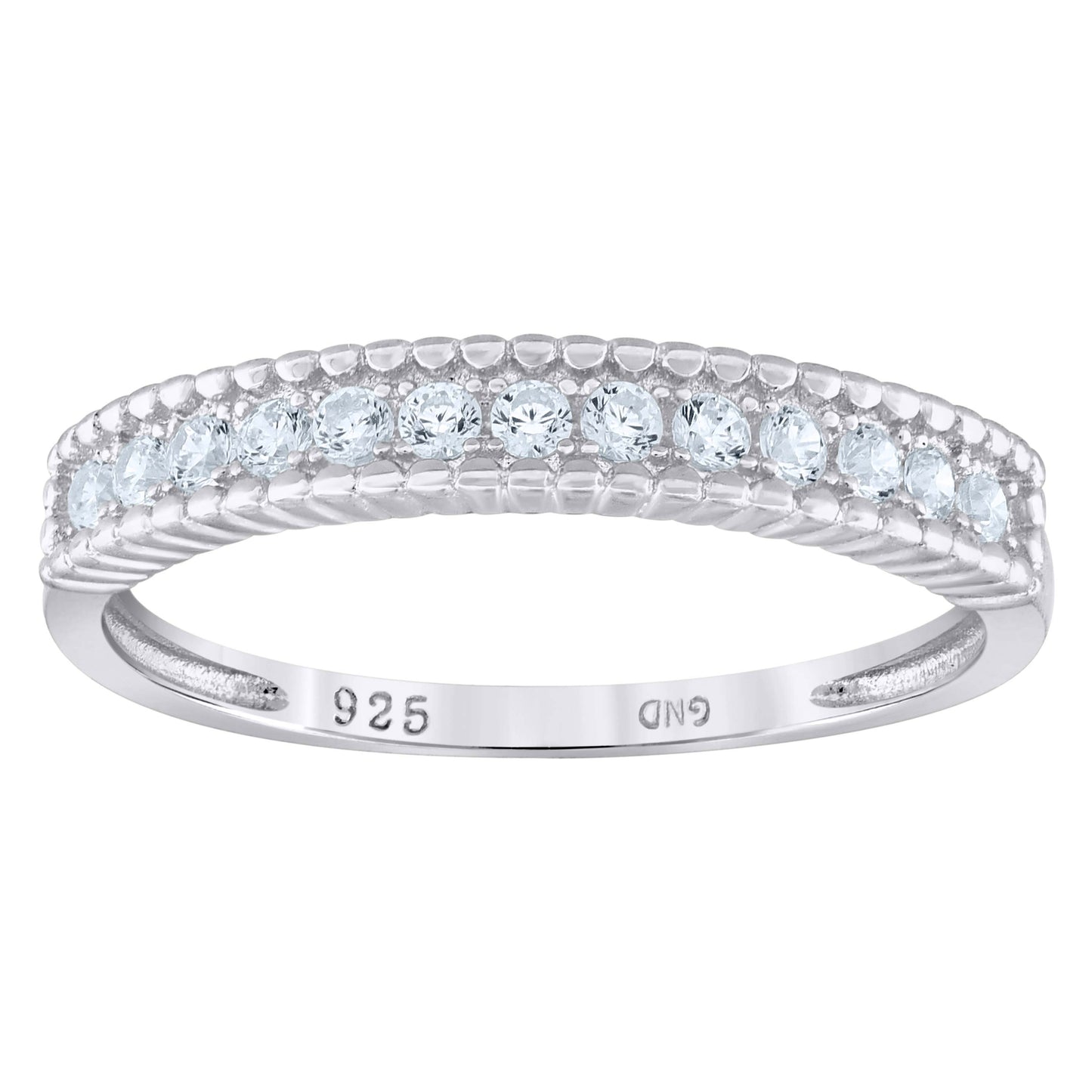 Sterling Silver Women's Cubic Zirconia Semi Eternity Stackable Bridal Anniversary Engagement Wedding Band Ring