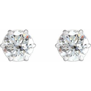 14K White Gold Round 5.75Mm Si1-Si2, Gh 1 1/2 Ctw Lab-Grown Diamond 6-Prong Wire Basket Friction Back Earrings