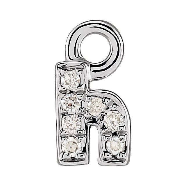 14K Yellow Or White Or Rose Gold Round .75 Mm I1, H+ Polished Natural Diamond Lowercase Initial Dangle