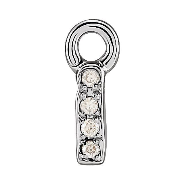 14K Yellow Or White Or Rose Gold Round .75 Mm I1, H+ Polished Natural Diamond Lowercase Initial Dangle